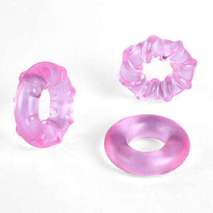 Juego de 3 anillos para el pene de TPE de alta elasticidad para el placer masculino
