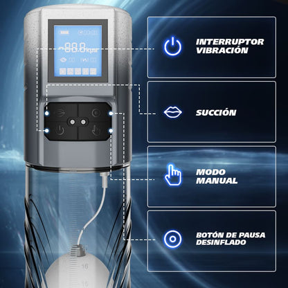 Bomba de vacío para pene con 10 vibraciones y 6 succiones, extensor de pene masculino