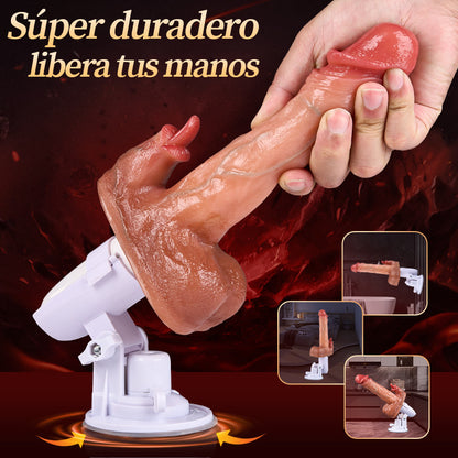 Seekheart - Sex Machine 90° Ajustable Automáticamente 8 Consoladores Vibradores para Empujar, Vibrar y Lamer