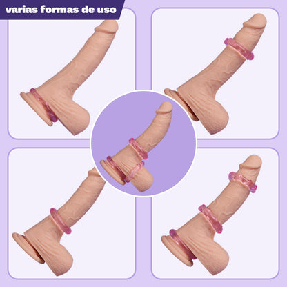 Juego de 3 anillos para el pene de TPE de alta elasticidad para el placer masculino