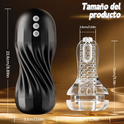 Gasvortex - Modos de succión y vibración de 7 frecuencias, carcasa giratoria y retorcida, masturbador masculino