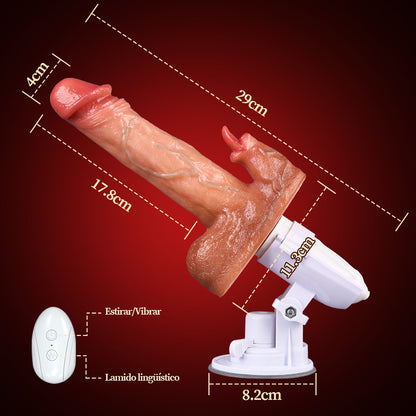 Seekheart - Sex Machine 90° Ajustable Automáticamente 8 Consoladores Vibradores para Empujar, Vibrar y Lamer