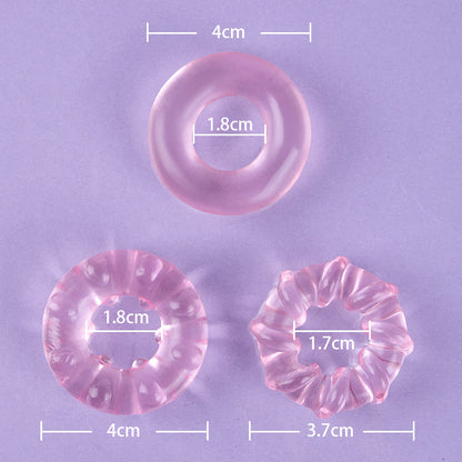 Juego de 3 anillos para el pene de TPE de alta elasticidad para el placer masculino