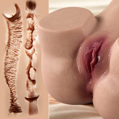Calista - Masturbador Masculino Realista de Silicona con Alta Elasticidad, Gel en Miel de Doble Capa | Estimulación Vaginal y Anal