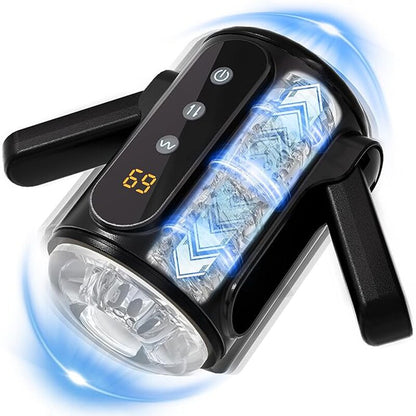 Masturbador automático para hombre con dos asas y vibraciones extensibles con 9 frecuencias