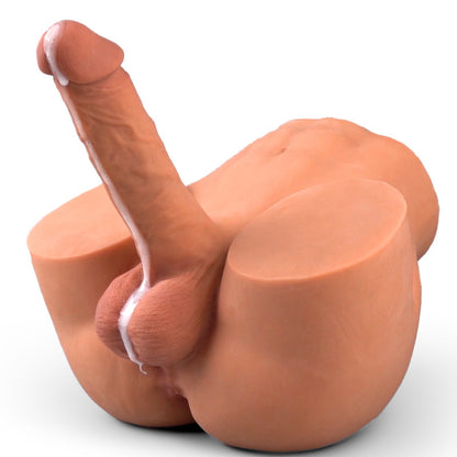 Consolador vibrador con efecto de empuje y trasero realista de 4,6 kg, color marrón