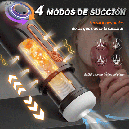 【Uppvärmningsbar】 Alien 5 i 1 Masturbator 10 Vibrationer 4 Sugar Thrust+Vibrate+Sug+Voice+Heat
