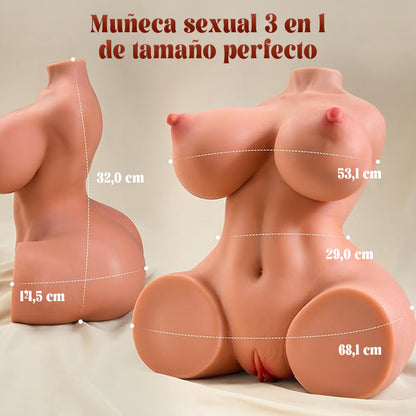 Daniela - Torso sexual latino realista con glúteos – Diseño de pecho y caderas de látex suave Valentina Morena