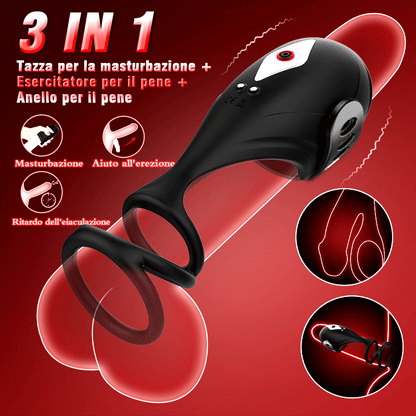 Copa de Masturbación 3 en 1 Glans Trainer con anillo para el pene