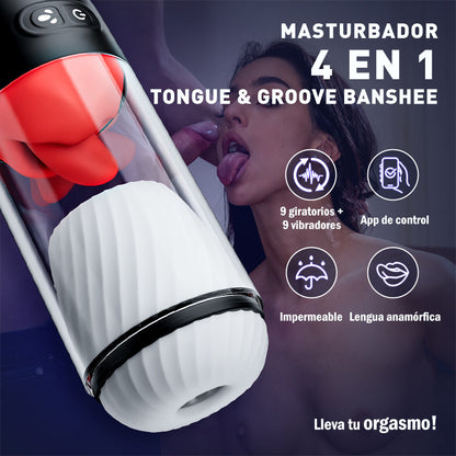 Sexoral-Banshee-Masturbador  4 en 1，Removible，9Giro 9Vibración，IPX7