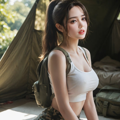 【-250 €, solo 3 días】Hannah - Muñeca sexual de 148 cm con cabello negro sedoso y ojos profundos y serenos para momentos íntimos