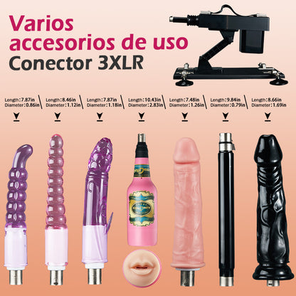 Azax - Placer supremo con la máquina sexual mejor valorada - 7 accesorios, empuje automático, amor anal