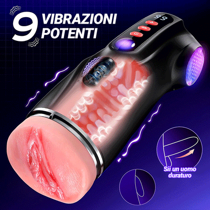 【Oferta relámpago: 30% DTO】Daphne - Bomba para Pene con 3 Mangas Intercambiables, Coño de Bolsillo, 9 Modos de Succión y 9 Vibraciones, Masturbador Masculino