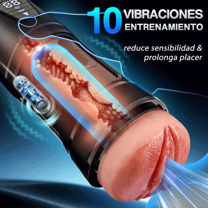 Challenger - 10 Vibraciones, 5 Succiones, Vagina Ultra-Realista, Masturbador Simulado