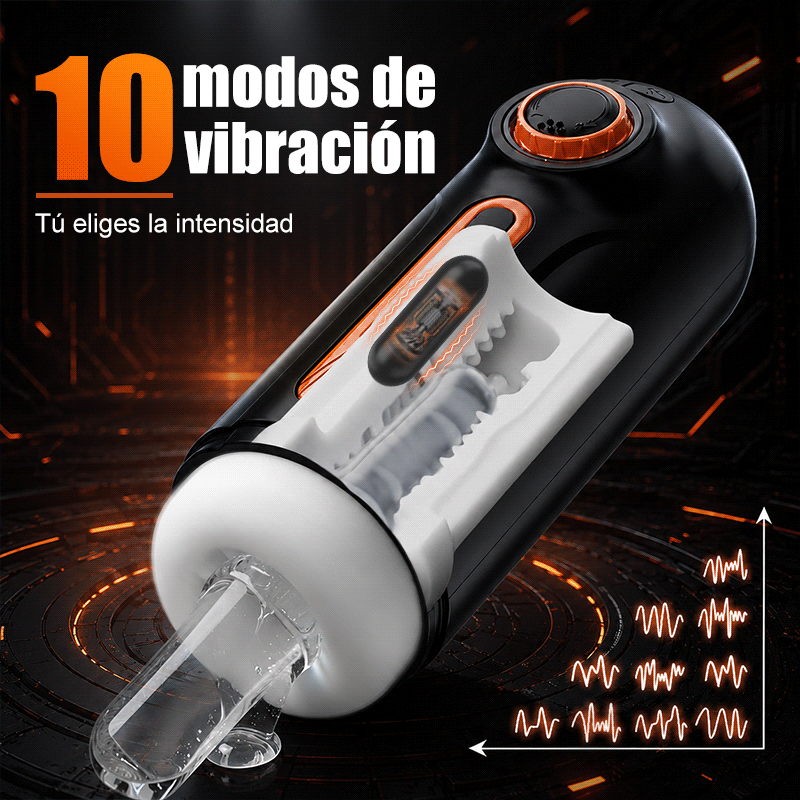 Alien - 5 en 1 Masturbador  10 Vibraciones 4  Chupadas  Empujar+Vibrar+Chupar+Voz+Calor