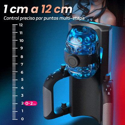 Venom - Carrera Larga 12 cm & 700 Golpes/Min, Telescópico, Estrechez Ajustable, Soporte para Teléfono, Masturbador Automático Masculino