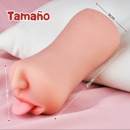 【Spedito il 5 maggio】Hanny Temptation - Vagina de bolsillo para lamer la lengua con 3 velocidades de vibración y 7 frecuencias en color nude