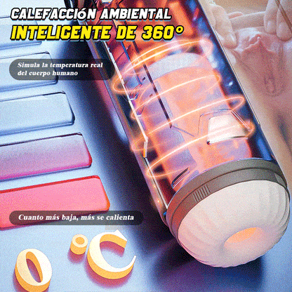Copa de masturbación para hombre con 4 modos de estiramiento y función de calentamiento con funda ajustable para el polvo