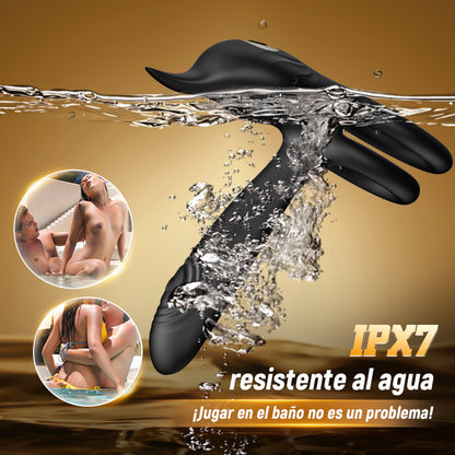 Vibrador de anillo de pene 3 en 1, estimulador de clítoris y punto G de 10 vibraciones, vibrador de pareja de erección