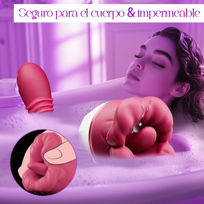 Elowen - Boca grande con lamido de lengua para la estimulación del clítoris y los pezones, vibrador de empuje para el punto G.