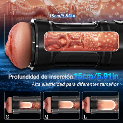 Challenger - 10 Vibraciones, 5 Succiones, Vagina Ultra-Realista, Masturbador Simulado