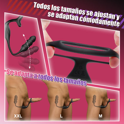 Mike 9 Masajeador de Próstata Portátil con Vibración y Pulsación con Anillo para el Pene