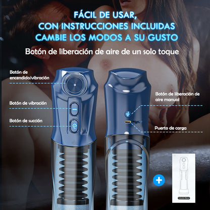 【HOT】Dispositivo para agrandar el pene con estimulación del glande 3 niveles de succión y 7 modos de vibración