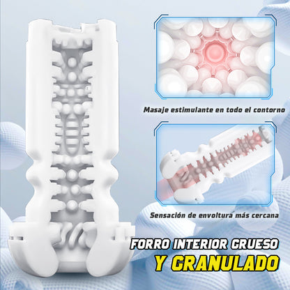Copa de masturbación para hombre con 4 modos de estiramiento y función de calentamiento con funda ajustable para el polvo