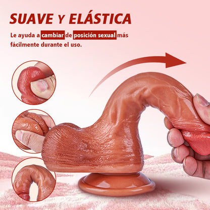 Pene realista con simulación de eyaculación, vibración de 10 frecuencias y ventosa.