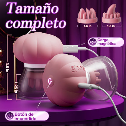 Thaliane – Juguetes para pezones manuales con succión y rotación con dos cabezales de cepillo diferentes