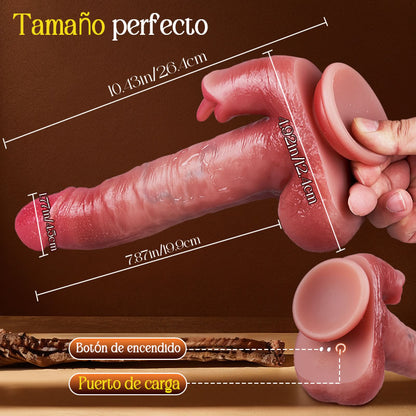 LickMax - Consolador realista con efecto de calentamiento, empuje y balanceo mejorado de 26,5 cm más largo