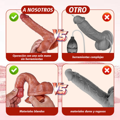 Pene realista con simulación de eyaculación, vibración de 10 frecuencias y ventosa.