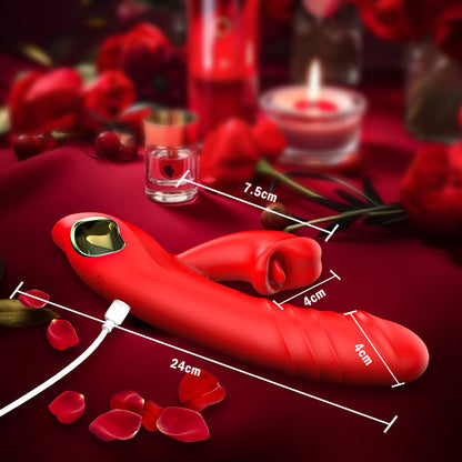 Vibrador de punto G 4 en 1, estimulación del clítoris mediante mordedura de labios, juguetes sexuales para mujeres y parejas
