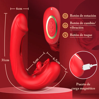 Papaver rhoeas—— Vibrador de punto G tres en uno con rotación de 10 frecuencias + vibración + palmadas
