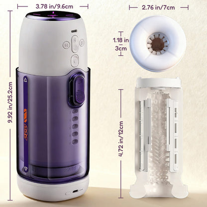 Vibedry - Masturbador calentable para hombres, 7 niveles telescópicos, 5 modos de vibración, controlado por aplicación, multifuncional