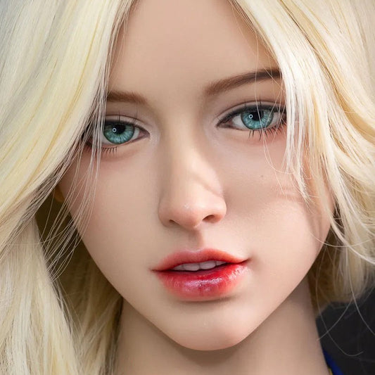 Cabeza de muñeca sexual individual con cabello rubio y ojos verdes n.° 314