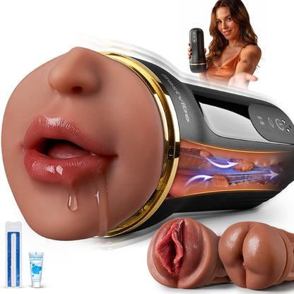 Bestvibe Pro‑ 3 fundas reemplazables, tres placeres únicos, masturbador masculino, 5 modos de succión & 10 modos de vibración