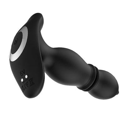 Plug anal prostático 2 en 1 9 modos de descarga 9 modos de vibración 14,5 cm Negro