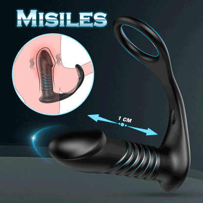 【QUENTE】 Vibrador anal telescópico de próstata de 10 vibrações 3 com anel peniano