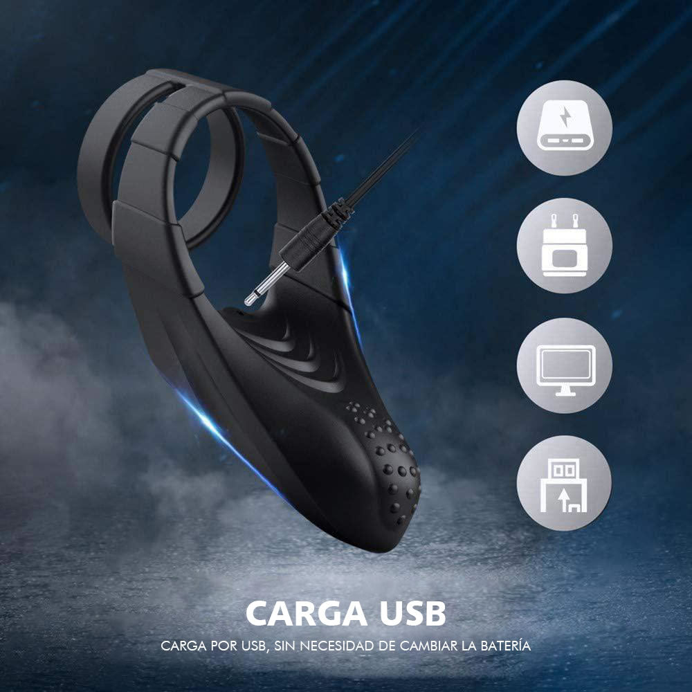 Anillo doble para el pene 10 puntos de estimulación por vibración