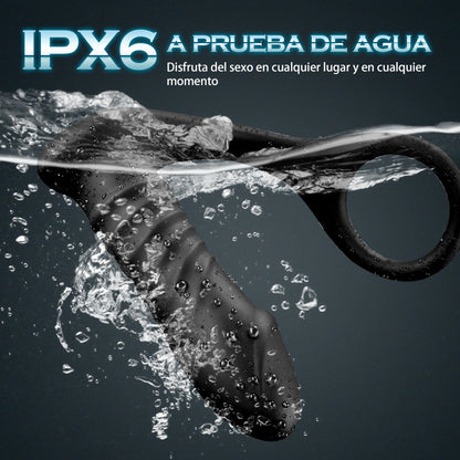 【QUENTE】 Vibrador anal telescópico de próstata de 10 vibrações 3 com anel peniano
