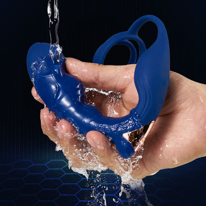 Anel de pênis duplo massageador vibratório de próstata Blue Wing 9
